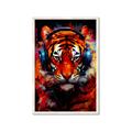 Picture of Tiger With Headphones animal _GroupedProduct_Rectangle_Portrait_Framed_Matted_