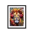 Picture of Lion With Headphones animal _GroupedProduct_Rectangle_Portrait_Framed_Matted_