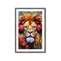 Picture of Lion With Headphones animal _GroupedProduct_Rectangle_Portrait_Framed_Matted_