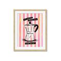Picture of Mocca Coffee on Stripes - Hug in a Cup _GroupedProduct_Rectangle_Portrait_Framed_Matted_