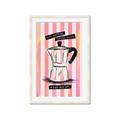 Picture of Mocca Coffee on Stripes - Hug in a Cup _GroupedProduct_Rectangle_Portrait_Framed_Matted_