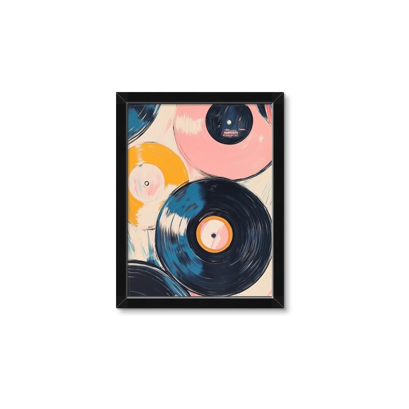 Picture of Retro Vinyl Records Poster _GroupedProduct_Rectangle_Portrait_Framed_Matted_