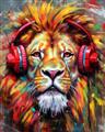Picture of Lion With Headphones animal _GroupedProduct_Rectangle_Portrait_Unframed_Print_Only_