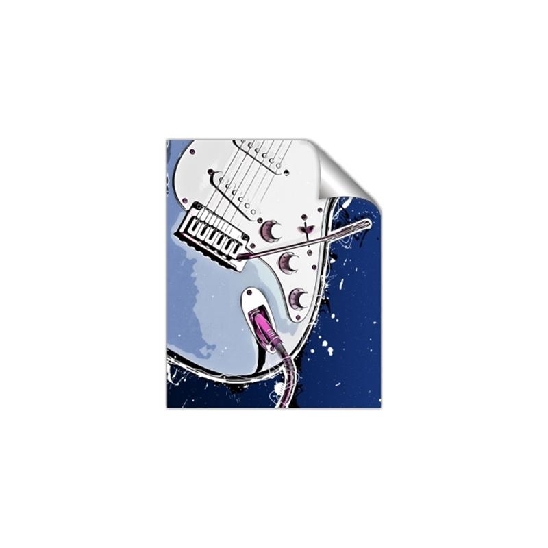 Picture of Retro Blue guitar Poster _GroupedProduct_Rectangle_Portrait_Unframed_Print_Only_