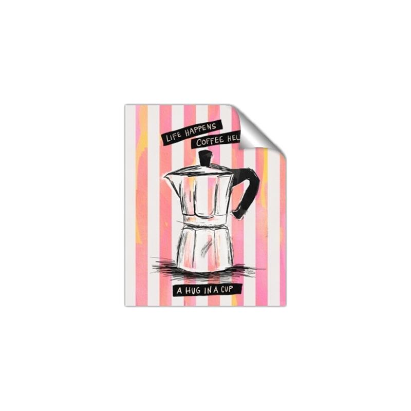 Picture of Mocca Coffee on Stripes - Hug in a Cup _GroupedProduct_Rectangle_Portrait_Unframed_Print_Only_