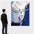 Picture of Retro Blue guitar Poster _GroupedProduct_Rectangle_Portrait_Canvas_