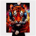 Picture of Tiger With Headphones animal _GroupedProduct_Rectangle_Portrait_Canvas_