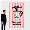 Picture of Mocca Coffee on Stripes - Hug in a Cup _GroupedProduct_Rectangle_Portrait_Canvas_