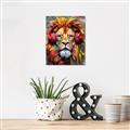 Picture of Lion With Headphones animal _GroupedProduct_Rectangle_Portrait_Canvas_
