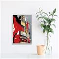 Picture of Retro Red guitar Poster _GroupedProduct_Rectangle_Portrait_Canvas_Framed_