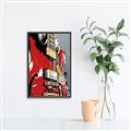 Picture of Retro Red guitar Poster _GroupedProduct_Rectangle_Portrait_Canvas_Framed_