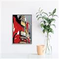 Picture of Retro Red guitar Poster _GroupedProduct_Rectangle_Portrait_Canvas_Framed_