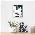 Picture of Retro White guitar Poster _GroupedProduct_Rectangle_Portrait_Canvas_Framed_