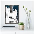 Picture of Retro White guitar Poster _GroupedProduct_Rectangle_Portrait_Canvas_Framed_