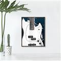 Picture of Retro White guitar Poster _GroupedProduct_Rectangle_Portrait_Canvas_Framed_