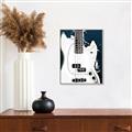 Picture of Retro White guitar Poster _GroupedProduct_Rectangle_Portrait_Canvas_Framed_