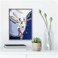 Picture of Retro Blue guitar Poster _GroupedProduct_Rectangle_Portrait_Canvas_Framed_