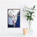 Picture of Retro Blue guitar Poster _GroupedProduct_Rectangle_Portrait_Canvas_Framed_