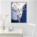 Picture of Retro Blue guitar Poster _GroupedProduct_Rectangle_Portrait_Canvas_Framed_