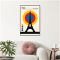 Picture of Retro Eiffel Tower Poster _GroupedProduct_Rectangle_Portrait_Canvas_Framed_