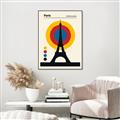 Picture of Retro Eiffel Tower Poster _GroupedProduct_Rectangle_Portrait_Canvas_Framed_