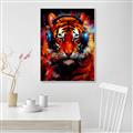 Picture of Tiger With Headphones animal _GroupedProduct_Rectangle_Portrait_Canvas_Framed_