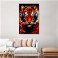 Picture of Tiger With Headphones animal _GroupedProduct_Rectangle_Portrait_Canvas_Framed_