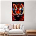 Picture of Tiger With Headphones animal _GroupedProduct_Rectangle_Portrait_Canvas_Framed_