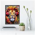 Picture of Lion With Headphones animal _GroupedProduct_Rectangle_Portrait_Canvas_Framed_