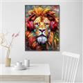 Picture of Lion With Headphones animal _GroupedProduct_Rectangle_Portrait_Canvas_Framed_