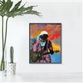Picture of Retro Spaceman with Guitar Poster _GroupedProduct_Rectangle_Portrait_Canvas_Framed_