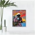 Picture of Retro Spaceman with Guitar Poster _GroupedProduct_Rectangle_Portrait_Canvas_Framed_