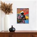 Picture of Retro Spaceman with Guitar Poster _GroupedProduct_Rectangle_Portrait_Canvas_Framed_