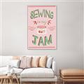 Picture of Sewing is my Jam Typography Poster _GroupedProduct_Rectangle_Portrait_Canvas_Framed_