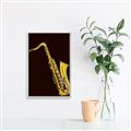 Picture of Golden Saxophone Poster _GroupedProduct_Rectangle_Portrait_Canvas_Framed_