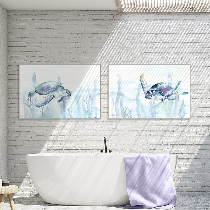 Art-animals-sea-tutrles-underwater-bathromm-washroom-bath-simple-popofcolor