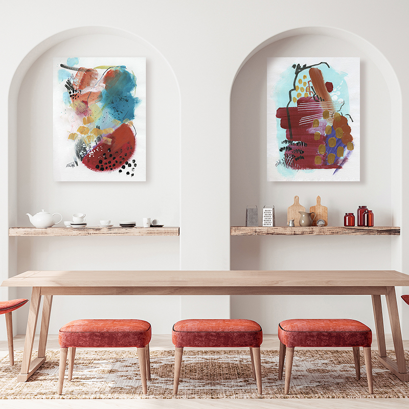Art-abstract-diningroom-living-room-paintigs-red-blue-yellow-pops-of-color-sophiticated-simplistic