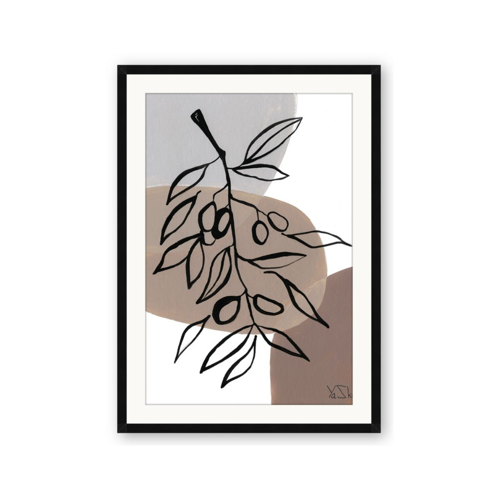 Brown Geo with Leaves II