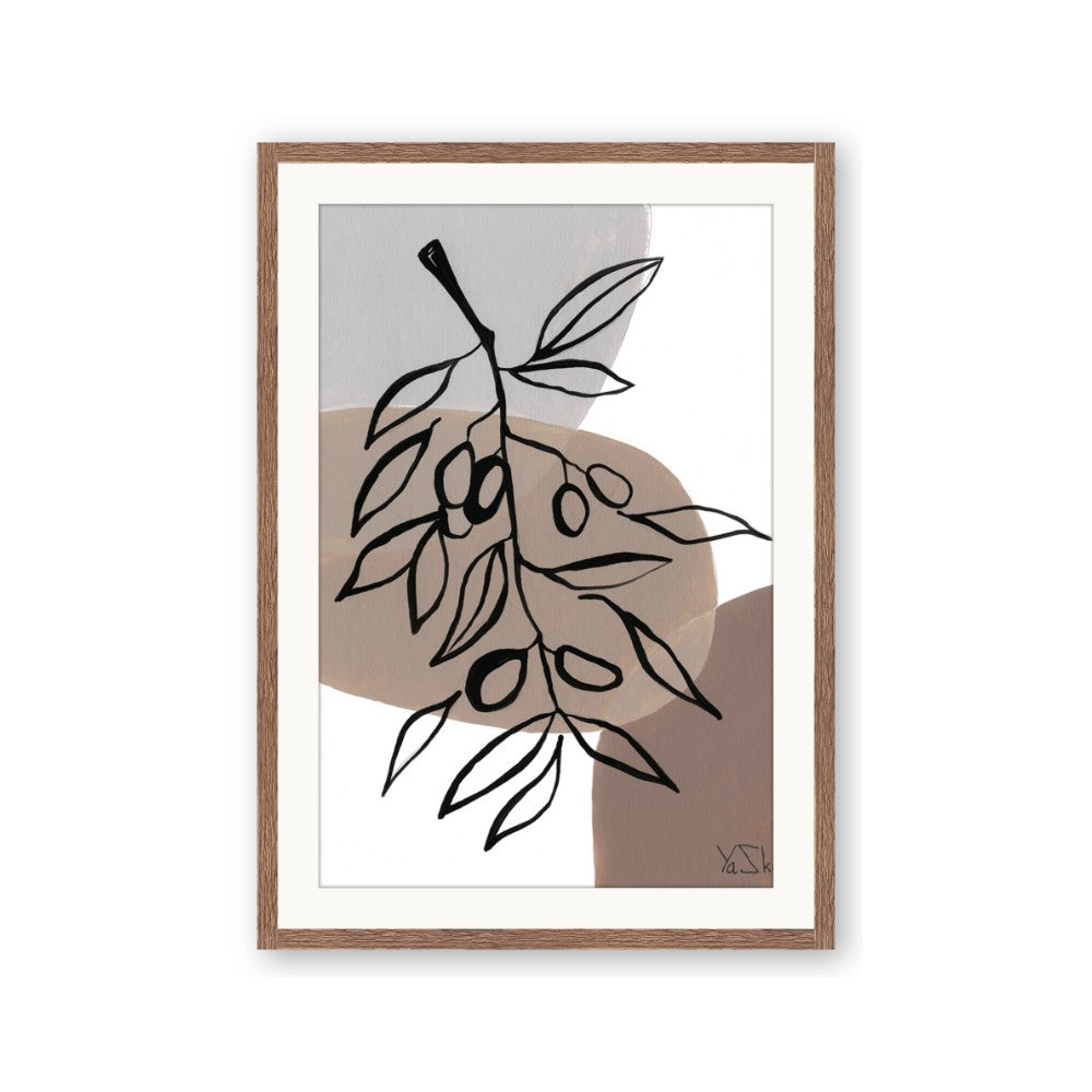 Brown Geo with Leaves II
