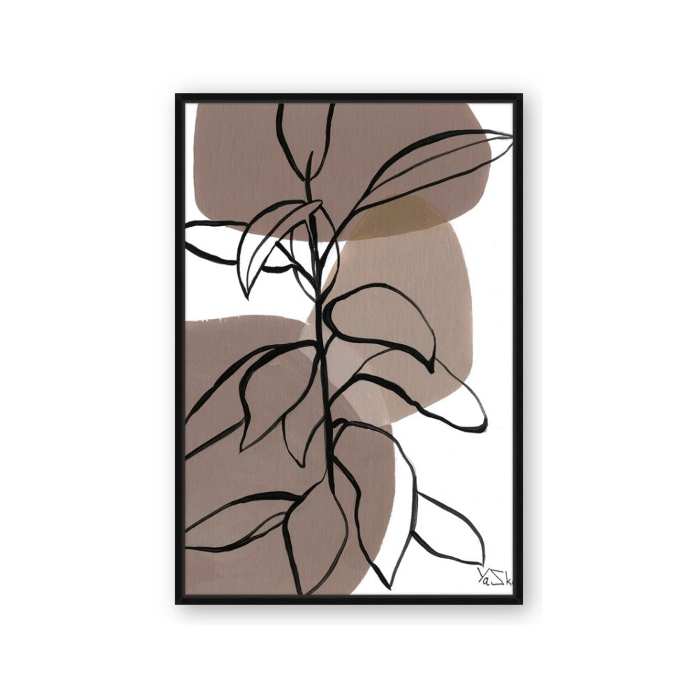 Brown Geo with Leaves I