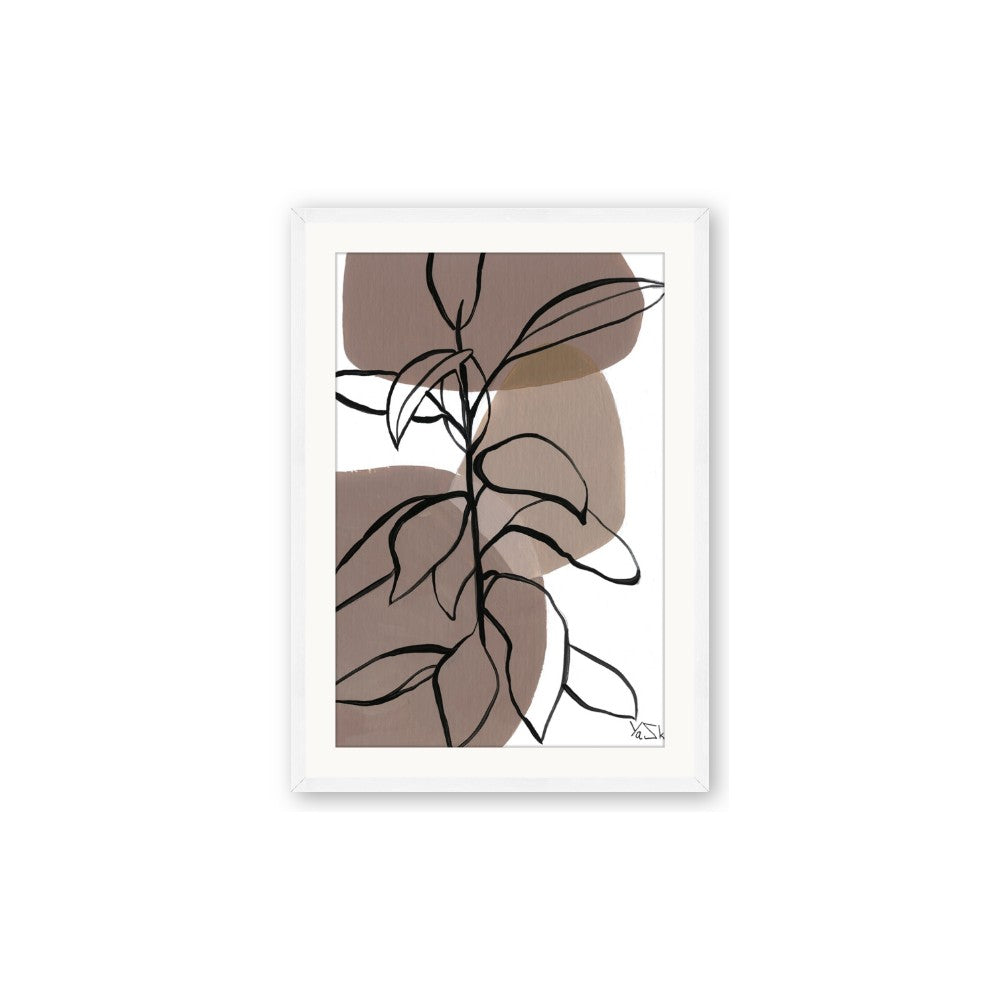 Brown Geo with Leaves I