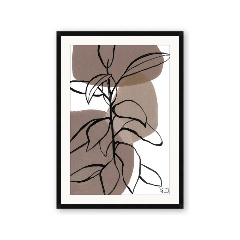 Brown Geo with Leaves I