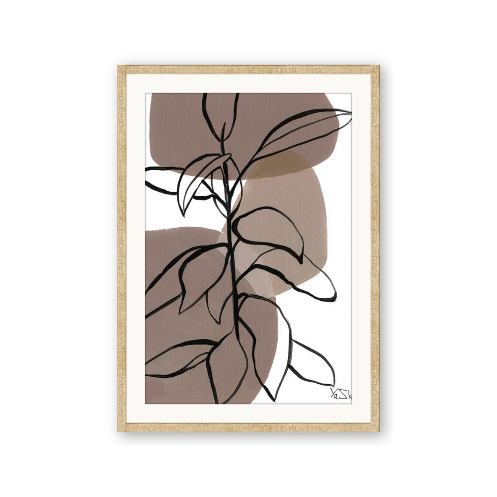 Brown Geo with Leaves I