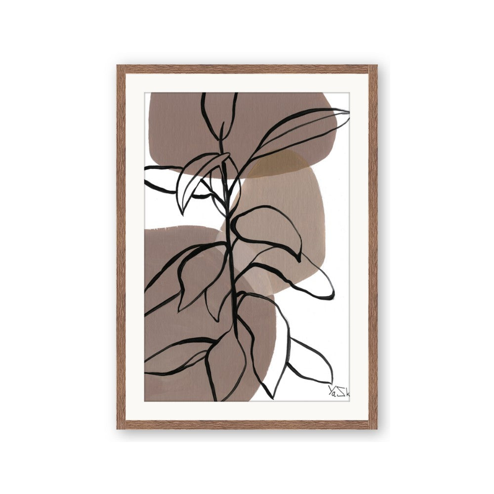 Brown Geo with Leaves I