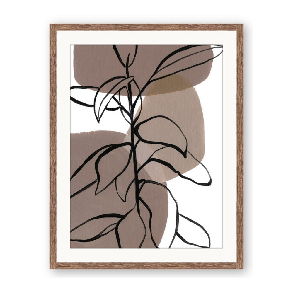 Brown Geo with Leaves I