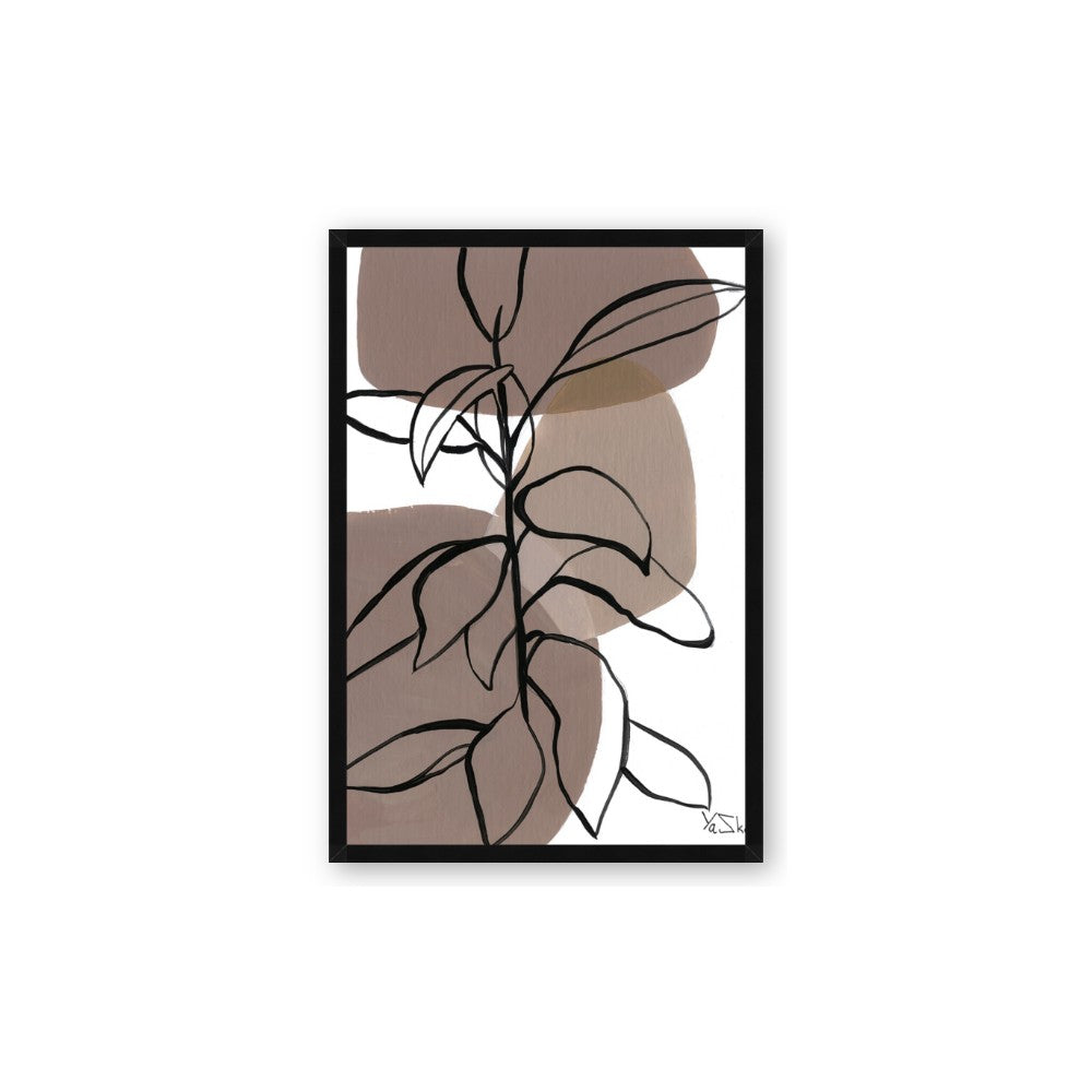 Brown Geo with Leaves I