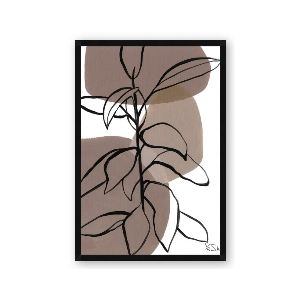 Brown Geo with Leaves I