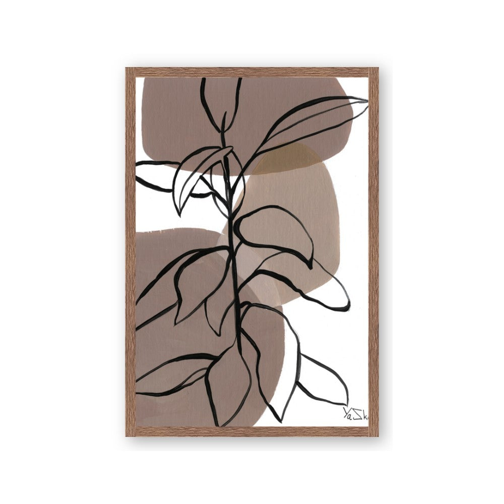 Brown Geo with Leaves I