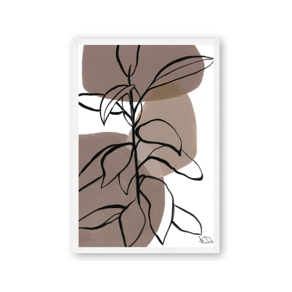 Brown Geo with Leaves I