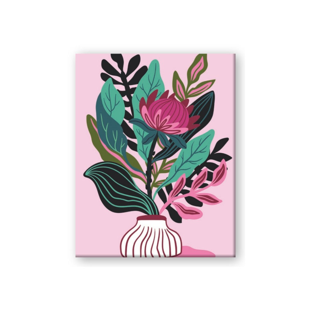 Protea with tropical leaf